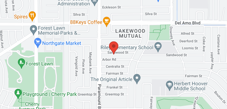 map of 2802 Sandwood Lakewood, CA 90712